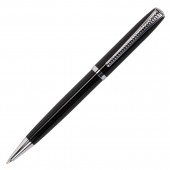 Ручка шариковая Brauberg Cayman Black, серебр. детали, синяя