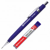 Набор Brauberg механический карандаш, трёхгр. cин. корп + грифели, 0,7мм, HB, 12шт, блистер