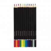 Карандаши цветные 12цв, Brauberg "Artist line", трехгранные, черный корпус, высшее качество