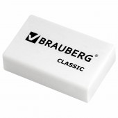 Ластик Brauberg, 26х17х7мм, цвет белый, в карт. дисплее