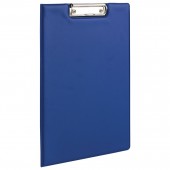 Папка-планшет Brauberg с верхним прижимом и крышкой А4 карт/ПВХ, Россия, синяя, двойной срок службы