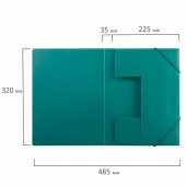 Папка на резинках, Brauberg Стандарт, зеленая, до 300 листов, 0,5мм
