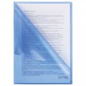 Папка-уголок жесткая Brauberg синяя 0,15мм