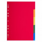 Разделитель пластиковый Brauberg для папок А4, по цветам 5цв., с оглавлением, Цветной, Китай