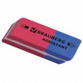 Ластик Brauberg, Набор 4шт/уп, "Assistant 80", 41*14*8мм, красно-синие, упаковка с подвесом