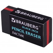 Ластик Brauberg "BlackJack", в картонном держателе, 40х20х11мм, трёхслойный, чёрный
