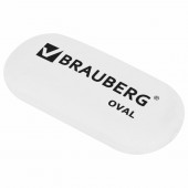 Ластик Brauberg, овальный, 55*23*10мм, белый, в упаковке с подвесом