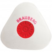 Ластик Brauberg "Energy", треугольный, пласт.держатель, 10*45*45мм, белый, блистер с европодвесом