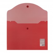 Папка-конверт на кнопке,Brauberg А5 240*190мм, прозрачная , красная, 0,15мм