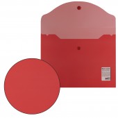Папка-конверт на кнопке,Brauberg А5 240*190мм, прозрачная , красная, 0,15мм