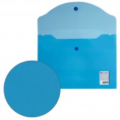 Папка-конверт на кнопке,Brauberg А5 240*190мм, прозрачная , синяя, 0,15мм
