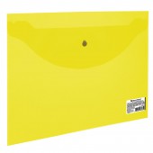 Папка-конверт на кнопке,Brauberg А5 240*190мм, прозрачная , желтая, 0,15мм