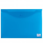 Папка-конверт на кнопке,Brauberg А3, прозрачная , синяя, 0,18мм