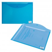 Папка-конверт на кнопке,Brauberg А3, прозрачная , синяя, 0,18мм