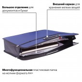 Папка-сумка пластик Brauberg А4+, 390*315*70 мм, на молнии, внешний карман, фактура бисер, син Папка-сумка пластик Brauberg А4+, 390*315*70 мм, на молнии, внешний карман, фактура бисер, син