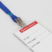Бейдж Brauberg, 84х55 мм вертикальный, твердый пластик, на синей ленте 45 см Бейдж Brauberg, 84х55 мм вертикальный, твердый пластик, на синей ленте 45 см