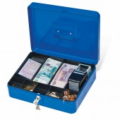 Ящик для денег, ценностей, документов, печатей Brauberg 90*240*300мм, с ключевым замком, син