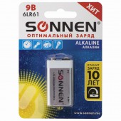 Батарейка Sonnen, 6LR61 (тип крона), 1шт., алкалин, в блистере, 9В