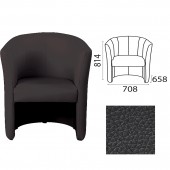 Кресло "Club" (ш708*г658*в814 мм), c подлокотниками, кожзам, черное V4, ш/к 34195