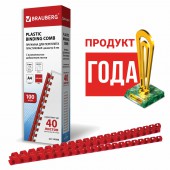 Пружины пласт. д/переплета Brauberg, комплект 100шт, 8 мм (для сшивания 21-40л), красные Пружины пласт. д/переплета Brauberg, комплект 100шт, 8 мм (для сшивания 21-40л), красные