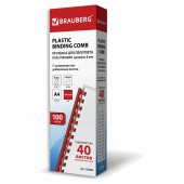 Пружины пласт. д/переплета Brauberg, комплект 100шт, 8 мм (для сшивания 21-40л), красные Пружины пласт. д/переплета Brauberg, комплект 100шт, 8 мм (для сшивания 21-40л), красные