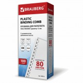 Пружины пласт. д/переплета Brauberg, комплект 100шт, 12 мм (для сшивания 56-80л), белые Пружины пласт. д/переплета Brauberg, комплект 100шт, 12 мм (для сшивания 56-80л), белые