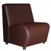 Кресло мягкое "V-600" (ш550*г750*в780мм), без подлокотников, экокожа, корич., ш/к 22595