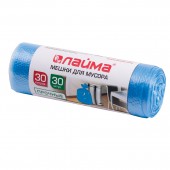 Пакеты для мусора  30л Лайма, Комп 30шт, рулон, ПНД, прочные, 50*60см, 10мкм,синие Пакеты для мусора  30л Лайма, Комп 30шт, рулон, ПНД, прочные, 50*60см, 10мкм,синие