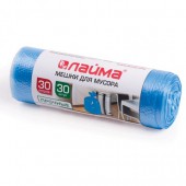 Пакеты для мусора  30л Лайма, Комп 30шт, рулон, ПНД, прочные, 50*60см, 10мкм,синие Пакеты для мусора  30л Лайма, Комп 30шт, рулон, ПНД, прочные, 50*60см, 10мкм,синие