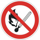 Знак запрещающий "Запрещ. пользов. открытым огнем и дымить", круг диаметр 200мм, самокл/Р 02