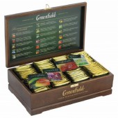 Чайный набор Greenfield, 96 пакетиков (8 вкусов по 12 пак) в деревянной шкатулке, 177,6г, ш/к 04636