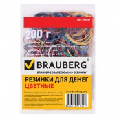Резинка для денег 200 гр, Brauberg (натур. каучук!) цветные