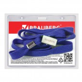 Бейдж Brauberg 60х95 мм горизонтальный, на синей ленте 45 см Бейдж Brauberg 60х95 мм горизонтальный, на синей ленте 45 см