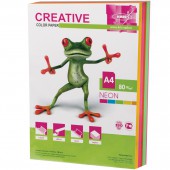 Бумага цветная Creative color (Креатив) А4, 80г/м, 250 л. (5 цв.х50л.)  неон, БНpr-250r, ш/к 41942
