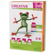 Бумага цветная Creative color (Креатив) А4, 80г/м, 250 л. (5 цв.х50л.)  неон, БНpr-250r, ш/к 41942