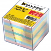Блок для записей Brauberg в подставке прозрачной, куб 9*9*9, цветной