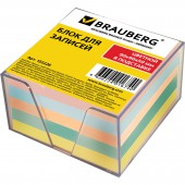 Блок для записей Brauberg в подставке прозрачной, куб 9*9*5, цветной