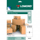 Самоклеящиеся этикетки Lomond на листе формата А4, 2 этик.,размер 210*148,5 мм, белая, 50л.(2100225) Самоклеящиеся этикетки Lomond на листе формата А4, 2 этик.,размер 210*148,5 мм, белая, 50л.(2100225)