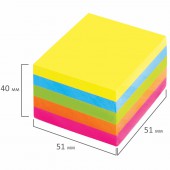 Липкие блоки 51*51 мм Brauberg Неоновый  400л., 5 цветов Липкие блоки 51*51 мм Brauberg Неоновый  400л., 5 цветов