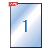 Самоклеящиеся этикетки APLI на листе ф А4, 1 этик., размер 210х297мм, прозрачная, 20л.(01225)