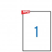Самоклеящиеся этикетки APLI на листе ф А4, 1 этик., размер 210х297мм, всепогодная,белая,20л(01228)