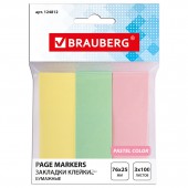 Закладки  Brauberg бумажные, 76*25 мм 3*100л., ассорти, европодвес Закладки  Brauberg бумажные, 76*25 мм 3*100л., ассорти, европодвес