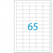 Самоклеящиеся этикетки Brauberg на листе формата А4, 65 этикеток, 38х21,2мм, белая, 50л