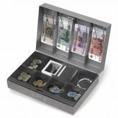 Ящик для денег, ценностей, документов, печатей Brauberg 80*195*290мм, код. замок, т-серый