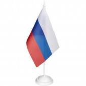 Флаг РФ 12*18см с подставкой 1-ой белый пластик 30см
