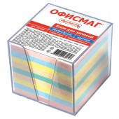 Блок для записей Офисмаг в подставке прозрачной, куб 9*9*9, 80 г/м2, цветной Блок для записей Офисмаг в подставке прозрачной, куб 9*9*9, 80 г/м2, цветной