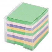 Блок для записей Офисмаг в подставке прозрачной, куб 9*9*9, 80 г/м2, цветной
