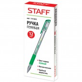 Ручка гелевая Staff, эконом, прозр. корп., резин. держ.