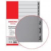 Разделитель пластиковый Офисмаг А4, 12 листов, Январь-Декабрь, оглавление, Серый, Россия Разделитель пластиковый Офисмаг А4, 12 листов, Январь-Декабрь, оглавление, Серый, Россия