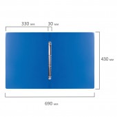 Папка 4 кольца Brauberg Cтандарт, А3, Вертик, 30мм, синяя, до 250 листов, 0,8мм